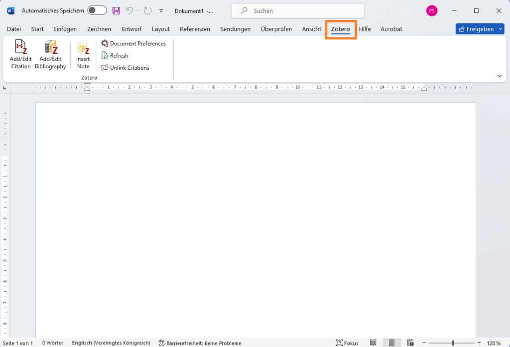 Zotero Add-on in Word
