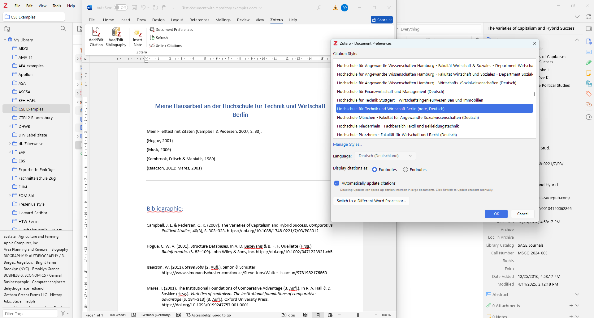 HTW - Zitierstil für die Hochschule für Technik und Wirtschaft Berlin mit Zotero