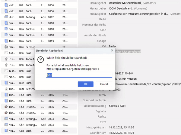 Zotero - Search and Replace Anwendungs Animation