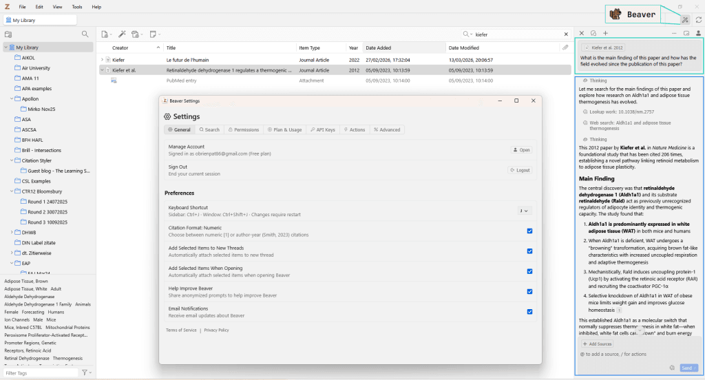 Beaver Screenshot inside Zotero