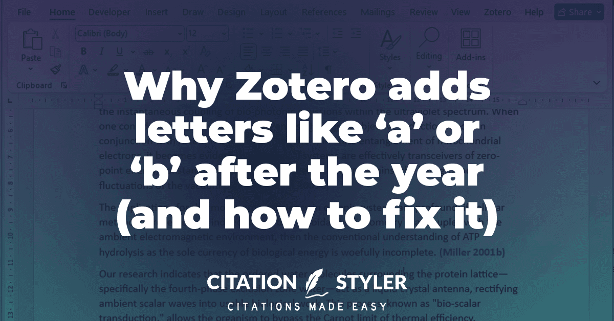 Blog - Zotero adds letter after year - how to fix