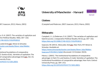 APA vs university Of Manchester - Harvard citation styles in Zotero