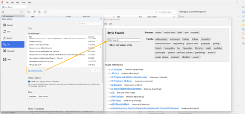 Zitierstile direkt in Zotero suchen und installieren