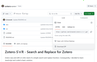 Zotero - Search and Replace - Script runterladen