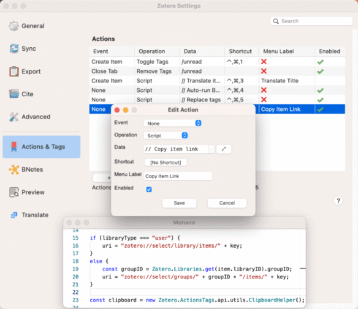 Zotero Actions and Tags