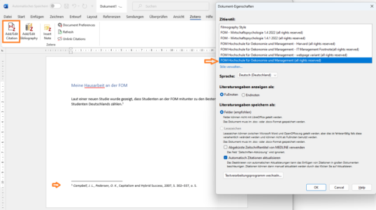 An der FOM korrekt mit CSL und Zotero zitieren