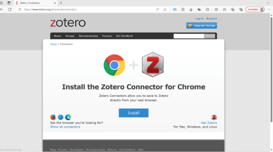 zotero Browser connector installieren